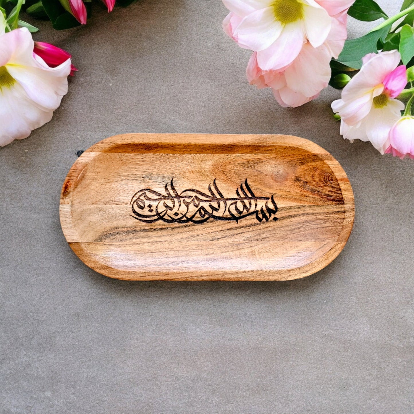 Bismillah Islamic tray, Tasbeeh tray, Islamic tray, Ramadan Gift, Engraved Tray