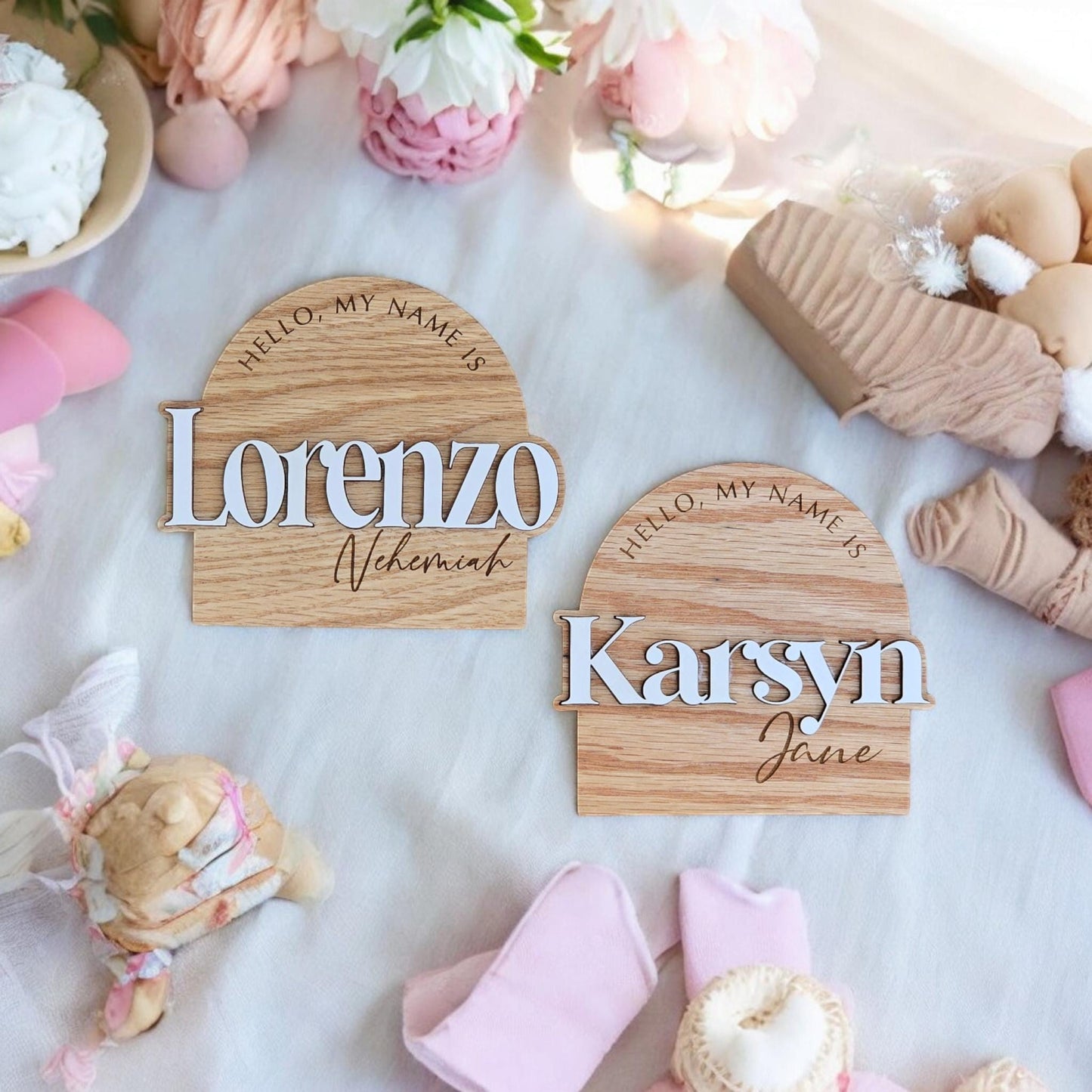 Baby Name Sign | Mini Baby Name Sign | Birth Announcement | Hello World I'am| Hello My Name Is Sign