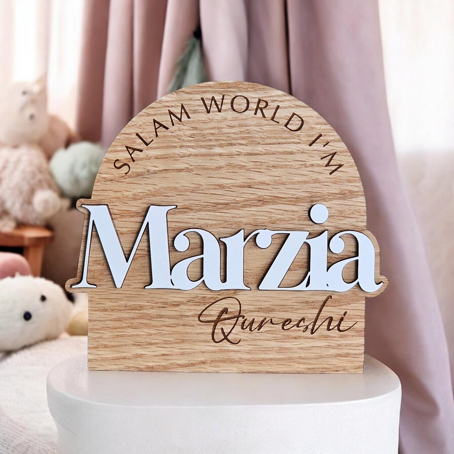 Salam World My Name is birth Announcement . Islamic Newborn Arrival. Muslim Newborn sign| Baby Milestone Cards | Baby Announcement .