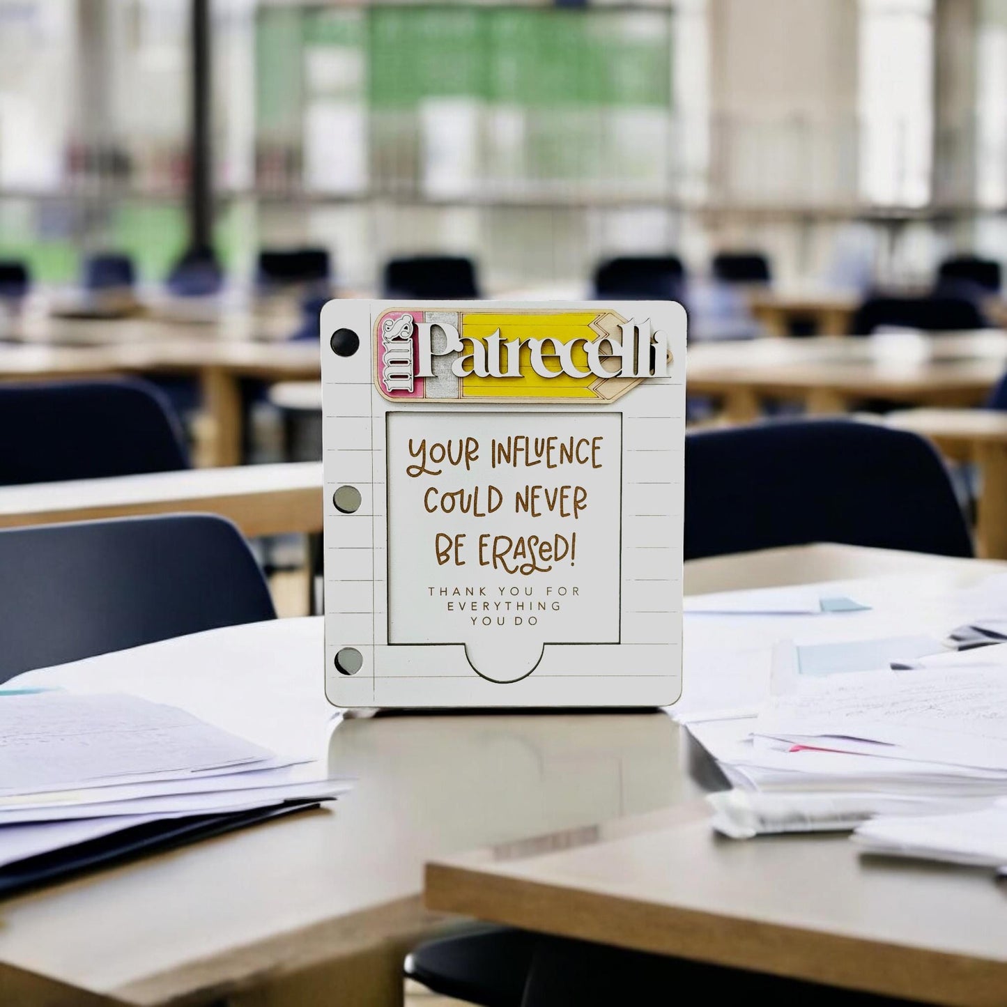 Teacher Post It Note Holder. Teacher Appreciation Gift . Custom Notepad Gift. End of School Year Gift from Student.