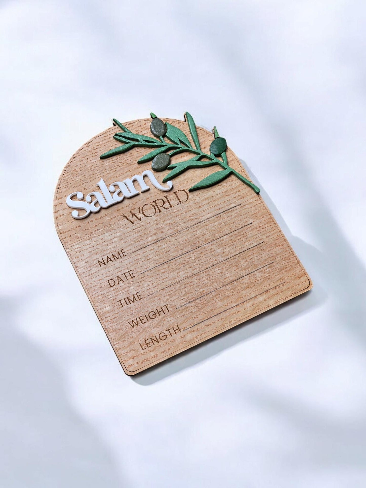 Salam World baby Announcement stats, Salam Baby Sign, Muslim Baby Gift, Salam World Baby Sign, Baby Shower Gift, Birth Announcement Plaque