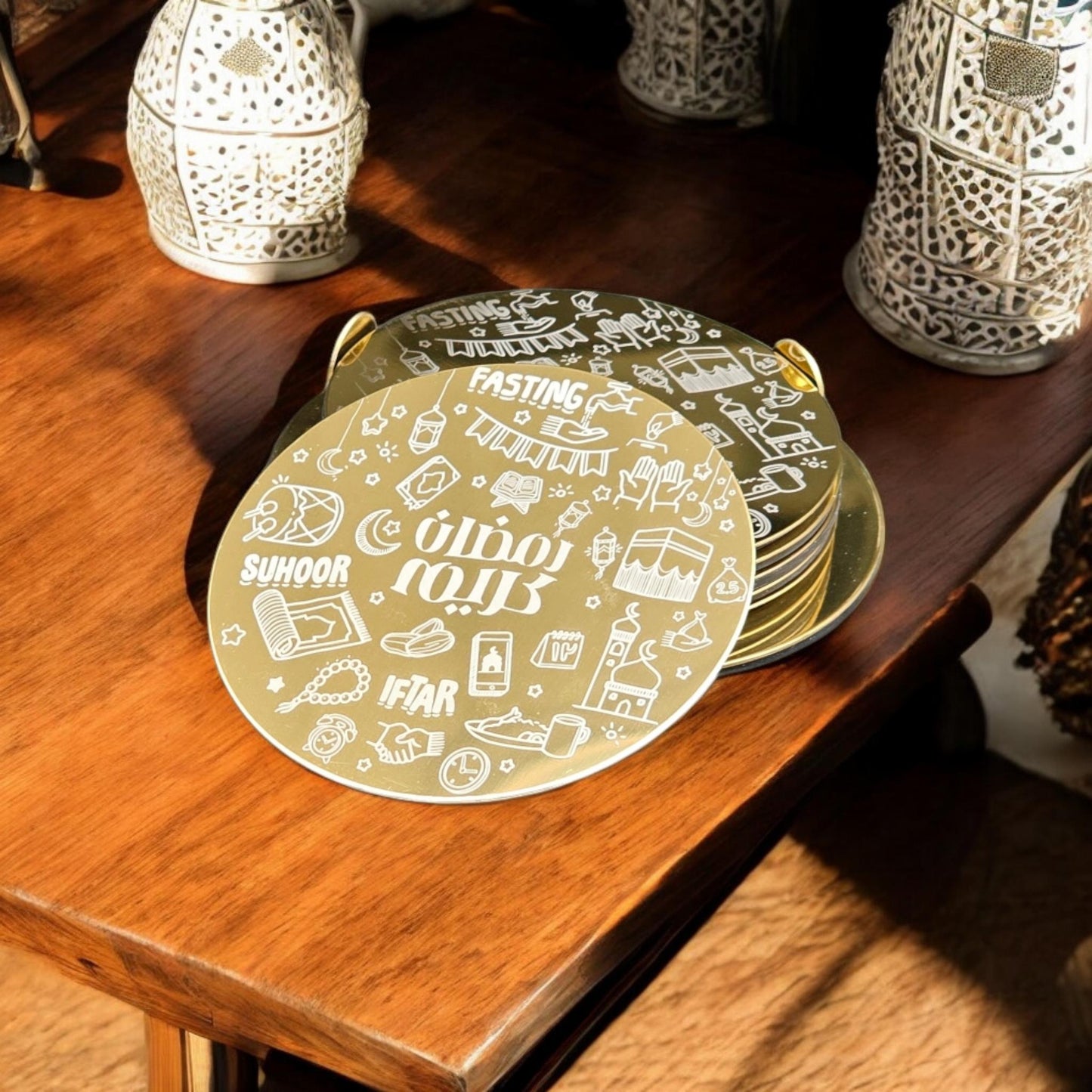 Ramadan Coasters, Islamic home decor, Ramadan Home Decorations, Ramadan gift idea, Eid Gift Idea, Ramadan and Aid Home Decor ,