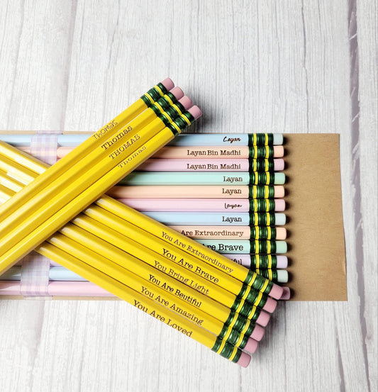 Personalized pencils, custom name pencils, engraved pencils, pastel pencils, personalized pencils for student, back to school gift