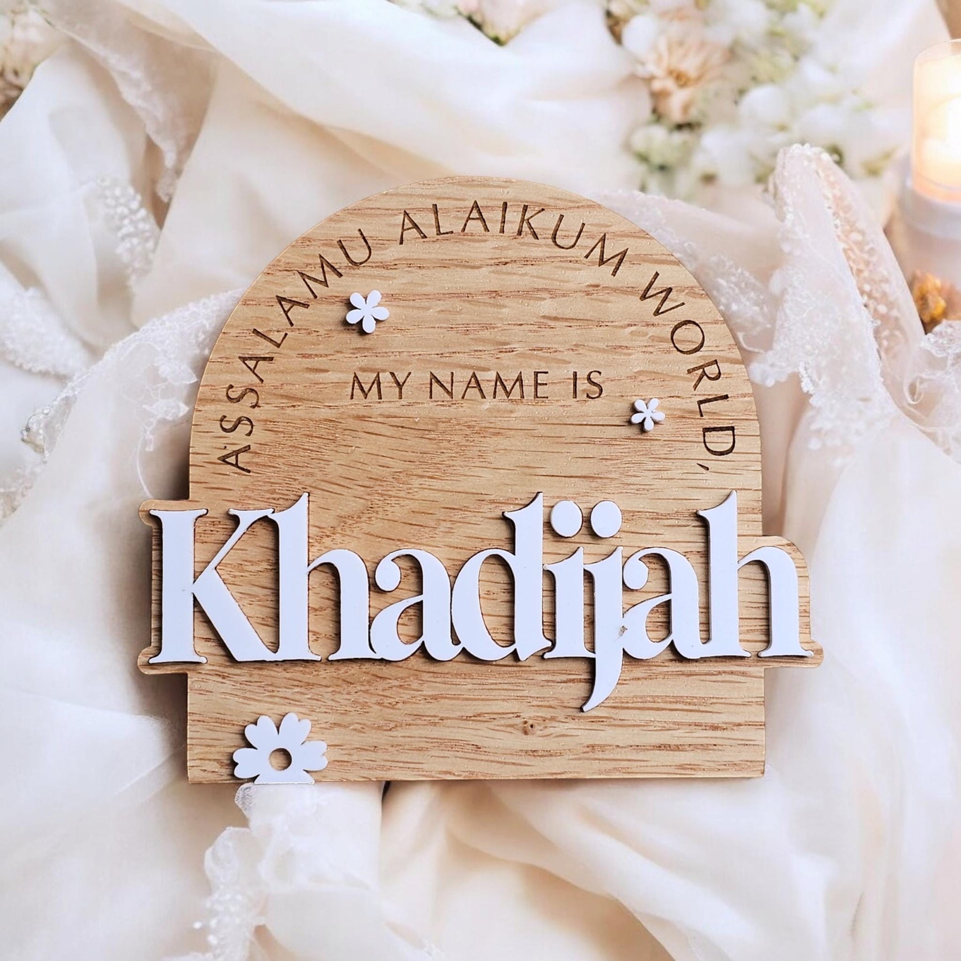 Salam Alaikum World,My Name is birth Announcement . Islamic Newborn Arrival. | Baby Milestone Cards . Muslim Baby Announcement .