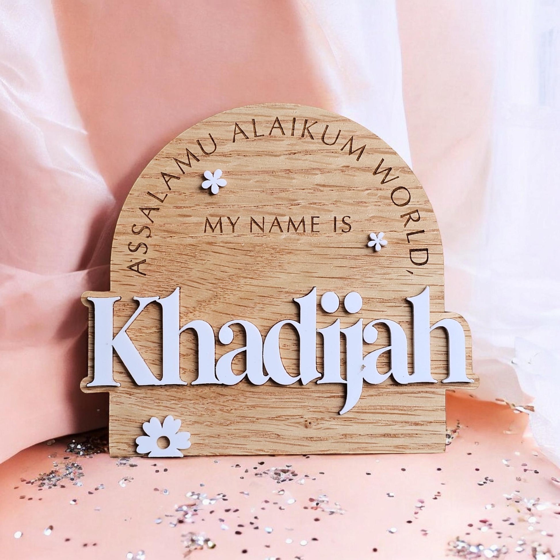 Salam Alaikum World,My Name is birth Announcement . Islamic Newborn Arrival. | Baby Milestone Cards . Muslim Baby Announcement .