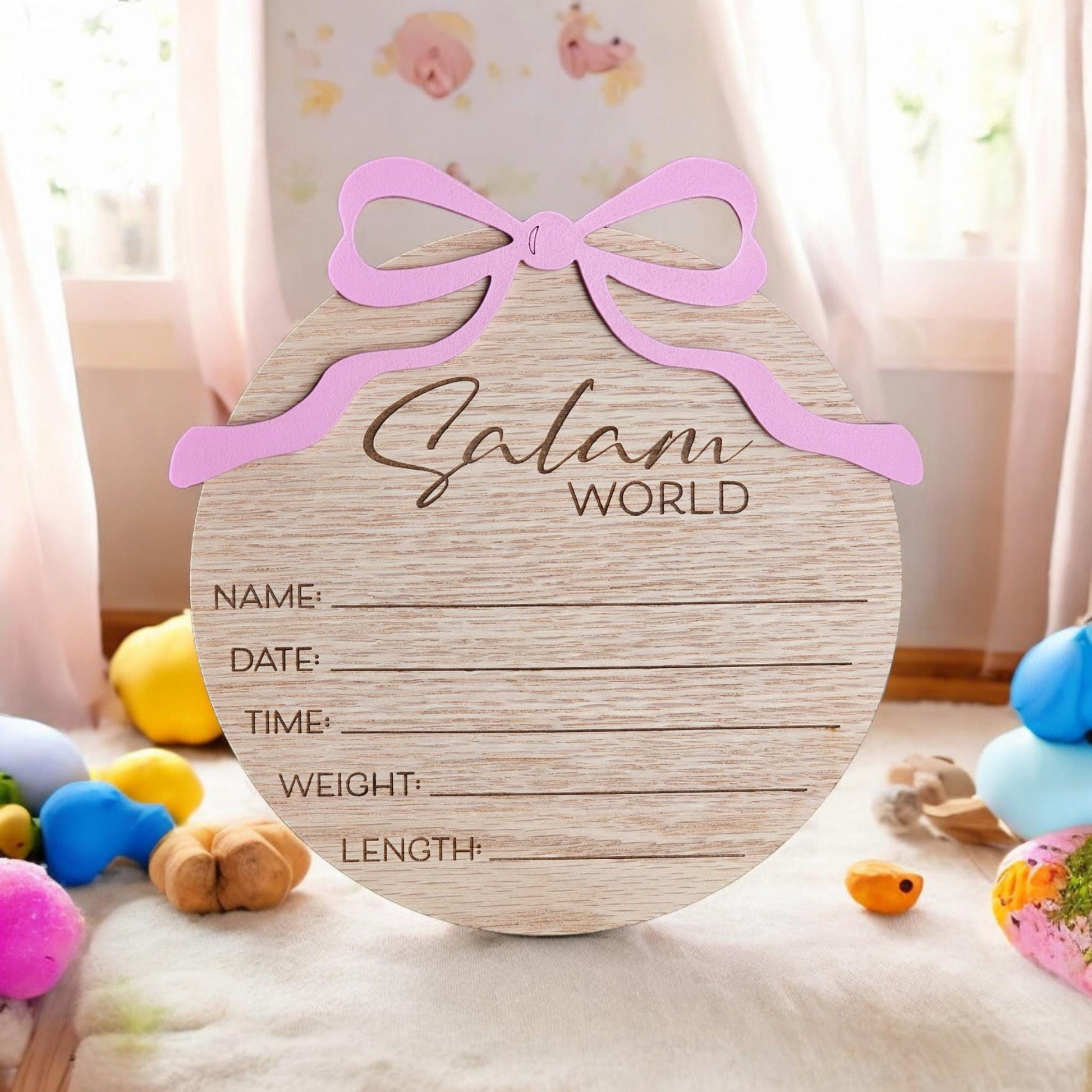 Salam World baby Announcement, Salam Baby Sign, Muslim Baby Gift, Salam World Baby Sign, Baby Shower Gift, Birth Announcement Plaque