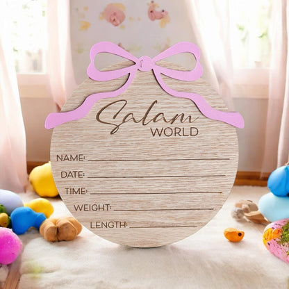 Salam World baby Announcement, Salam Baby Sign, Muslim Baby Gift, Salam World Baby Sign, Baby Shower Gift, Birth Announcement Plaque