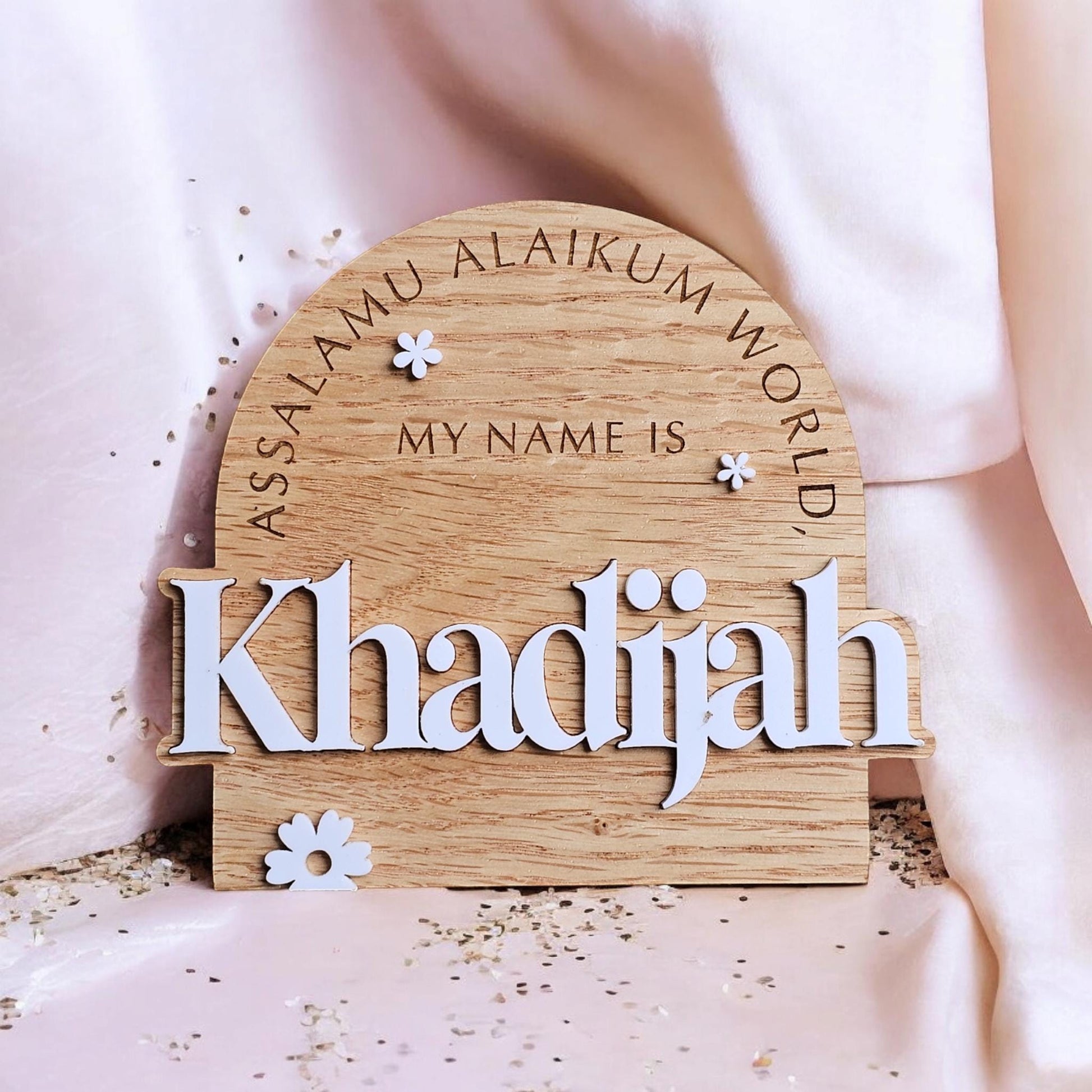 Salam Alaikum World,My Name is birth Announcement . Islamic Newborn Arrival. | Baby Milestone Cards . Muslim Baby Announcement .