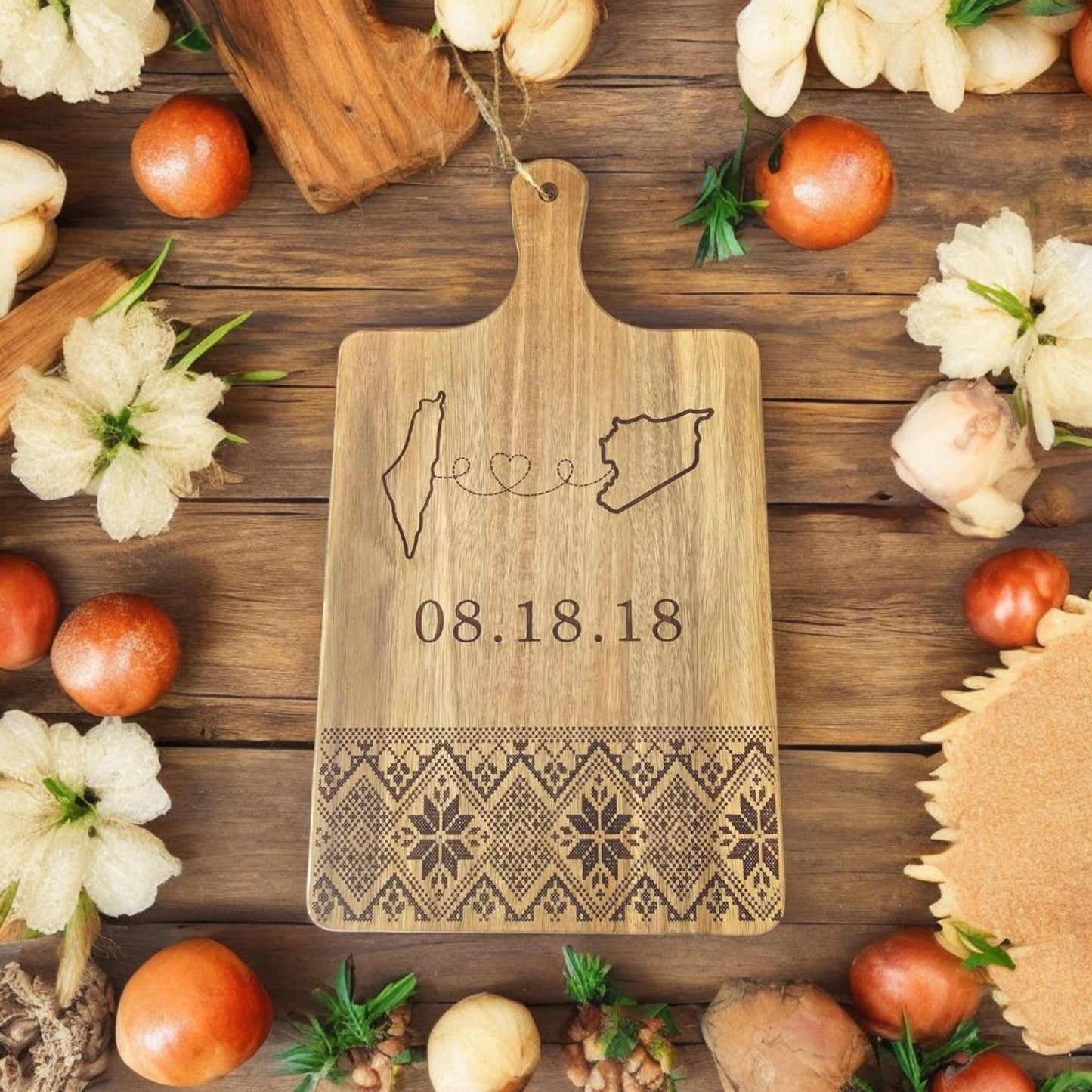 Cutting Board Personalized Love Across Borders Custom Province and State Location Long Distance Relationship Wedding Gifts for couple Wood