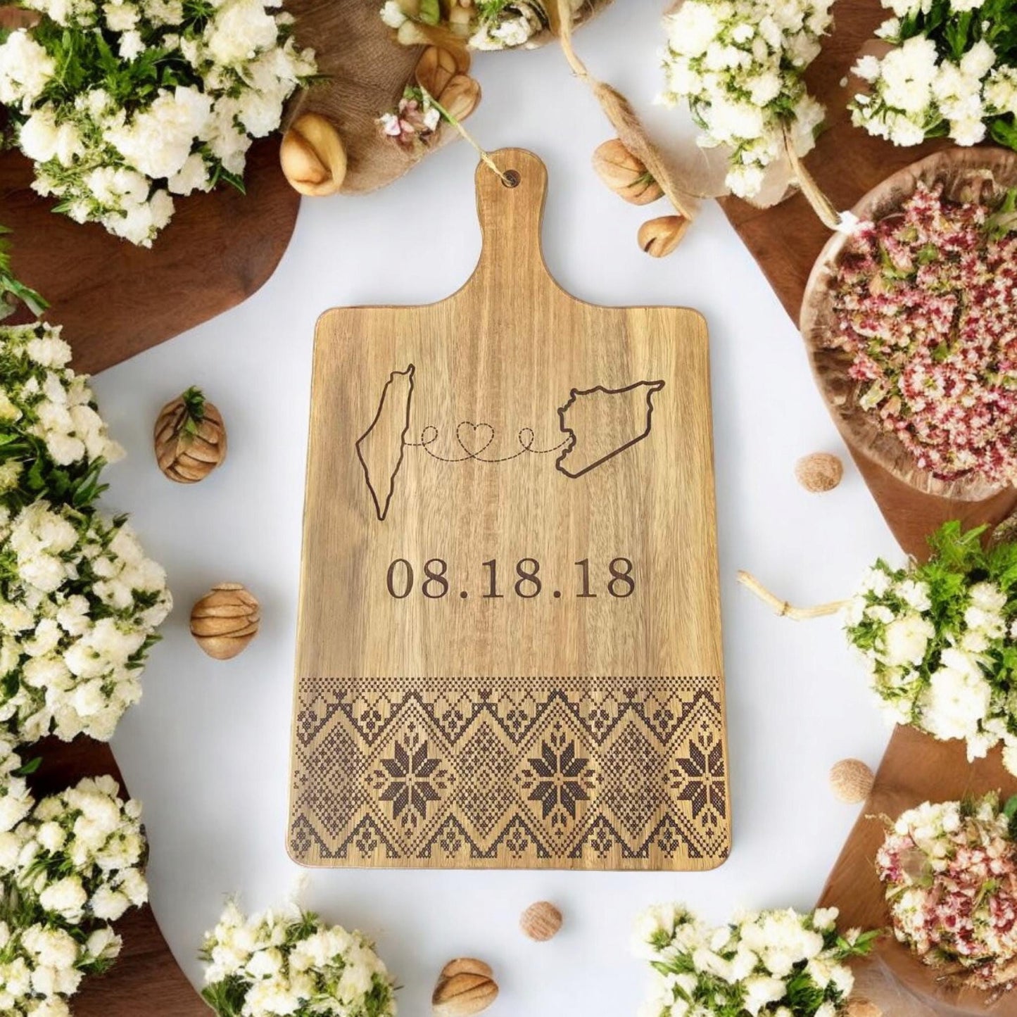 Cutting Board Personalized Love Across Borders Custom Province and State Location Long Distance Relationship Wedding Gifts for couple Wood