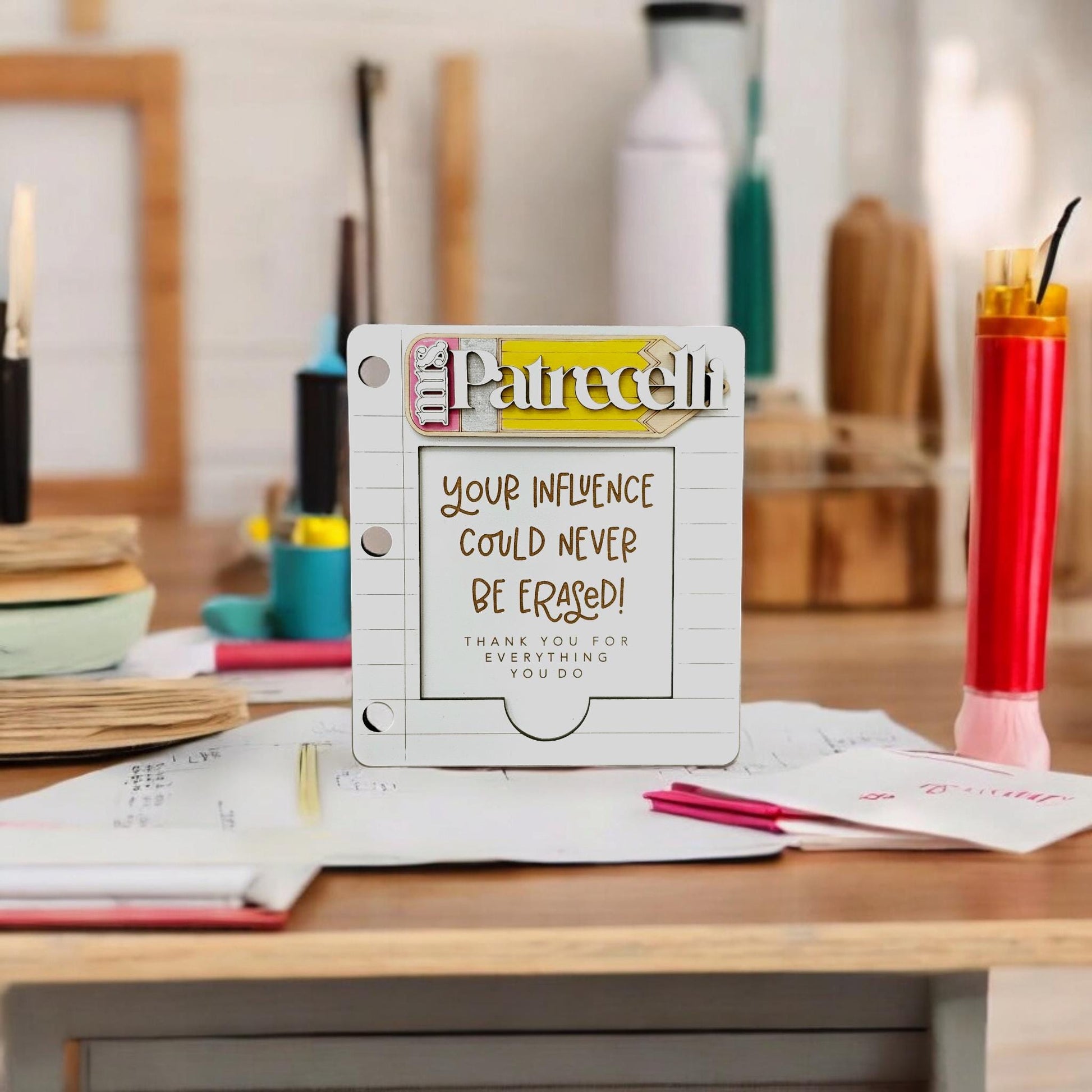 Teacher Post It Note Holder. Teacher Appreciation Gift . Custom Notepad Gift. End of School Year Gift from Student.