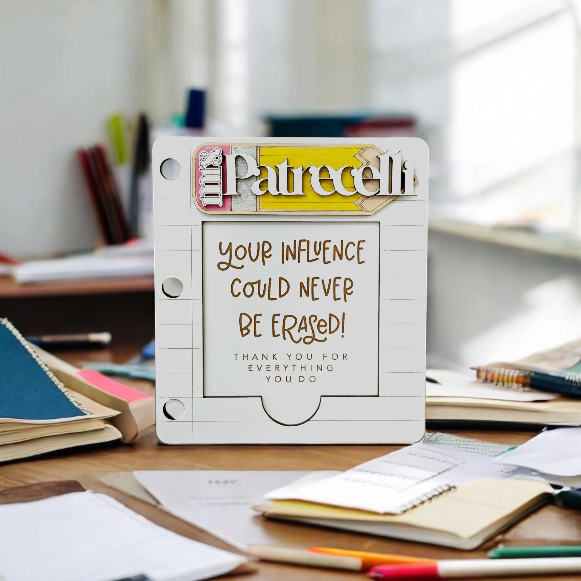 Teacher Post It Note Holder. Teacher Appreciation Gift . Custom Notepad Gift. End of School Year Gift from Student.