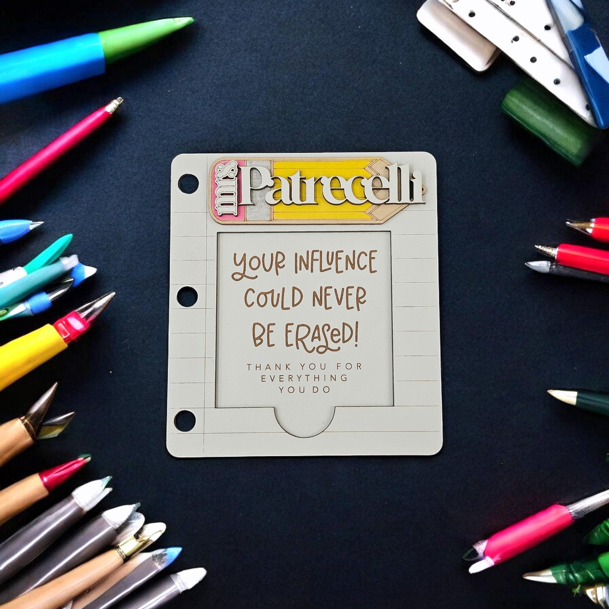 Teacher Post It Note Holder. Teacher Appreciation Gift . Custom Notepad Gift. End of School Year Gift from Student.