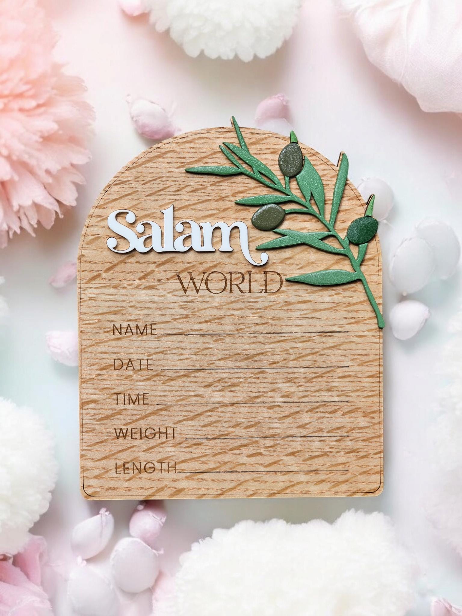 Salam World baby Announcement stats, Salam Baby Sign, Muslim Baby Gift, Salam World Baby Sign, Baby Shower Gift, Birth Announcement Plaque