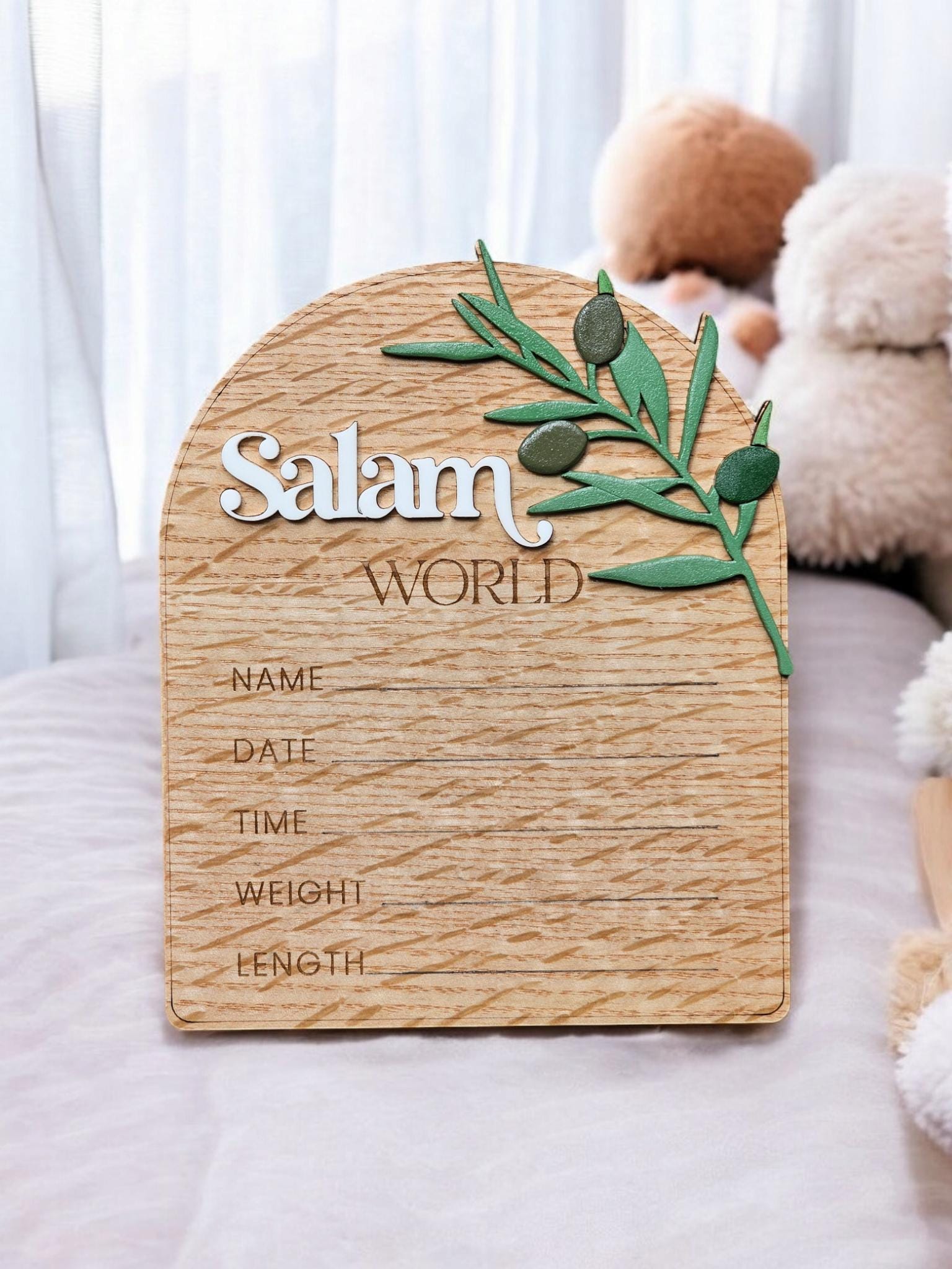 Salam World baby Announcement stats, Salam Baby Sign, Muslim Baby Gift, Salam World Baby Sign, Baby Shower Gift, Birth Announcement Plaque