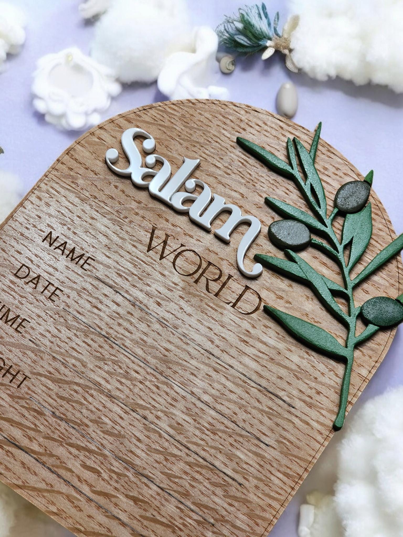 Salam World baby Announcement stats, Salam Baby Sign, Muslim Baby Gift, Salam World Baby Sign, Baby Shower Gift, Birth Announcement Plaque