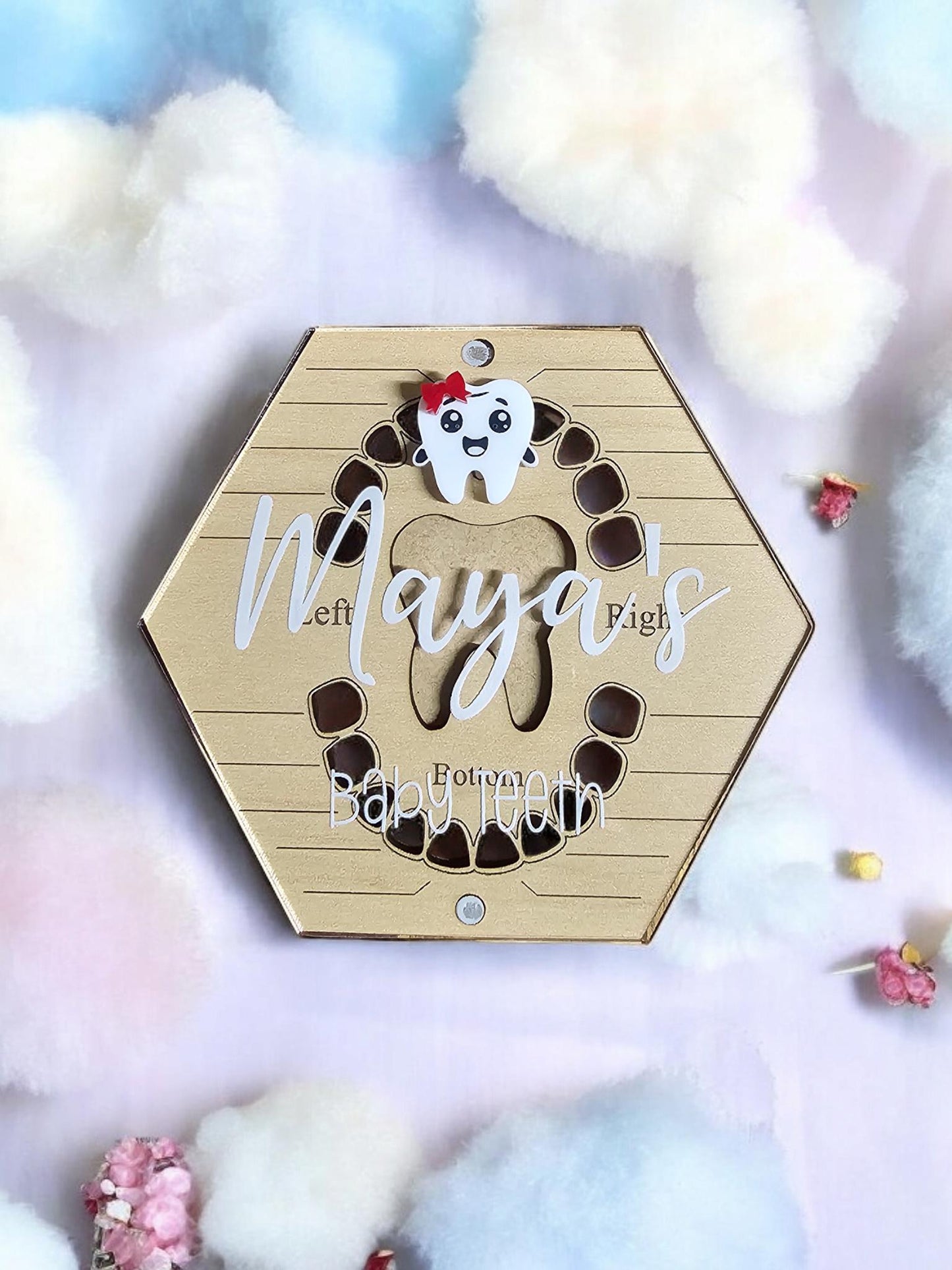 Tooth Keepsake Box, Tooth Holder, Wooden Baby Tooth Box, Baby Tooth Storage Box, Tooth Fairy Tray, Baby Shower Gift, God Child's Gift,