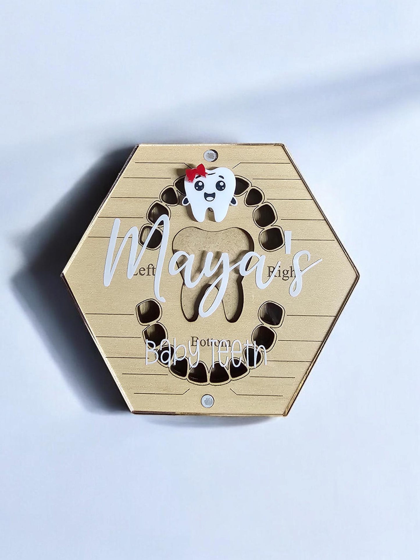 Tooth Keepsake Box, Tooth Holder, Wooden Baby Tooth Box, Baby Tooth Storage Box, Tooth Fairy Tray, Baby Shower Gift, God Child's Gift,