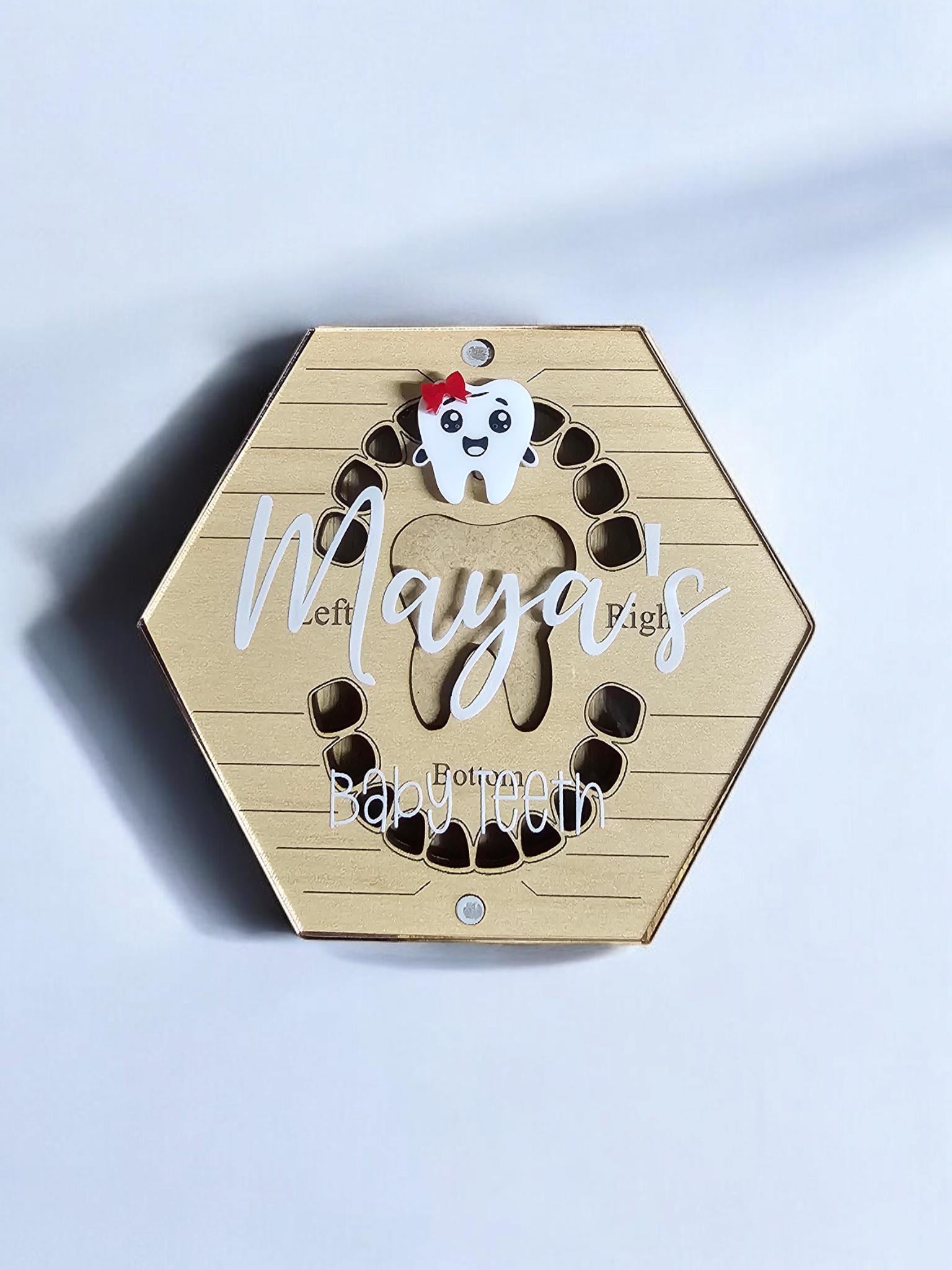 Tooth Keepsake Box, Tooth Holder, Wooden Baby Tooth Box, Baby Tooth Storage Box, Tooth Fairy Tray, Baby Shower Gift, God Child's Gift,