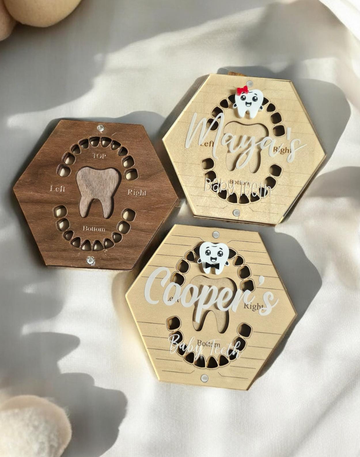 Tooth Keepsake Box, Tooth Holder, Wooden Baby Tooth Box, Baby Tooth Storage Box, Tooth Fairy Tray, Baby Shower Gift, God Child's Gift,