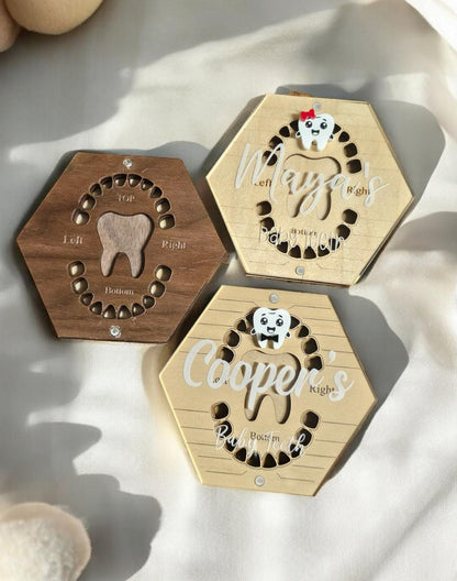 Tooth Keepsake Box, Tooth Holder, Wooden Baby Tooth Box, Baby Tooth Storage Box, Tooth Fairy Tray, Baby Shower Gift, God Child's Gift,