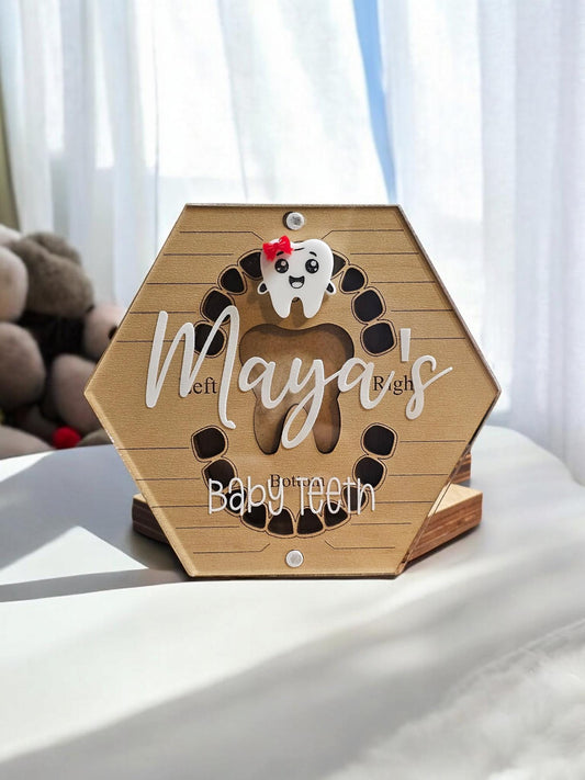 Tooth Keepsake Box, Tooth Holder, Wooden Baby Tooth Box, Baby Tooth Storage Box, Tooth Fairy Tray, Baby Shower Gift, God Child's Gift,