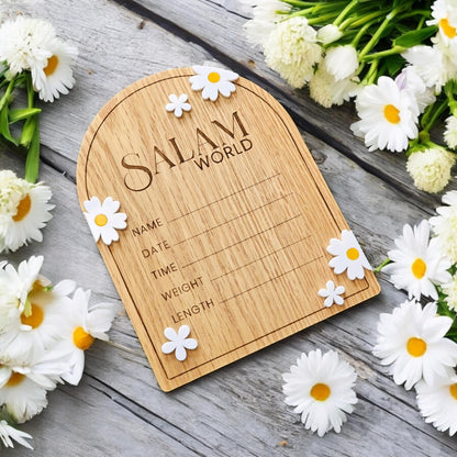 Salam World baby Announcement, Salam Baby Sign, Muslim Baby Gift, Salam World Baby Sign, Baby Shower Gift, Birth Announcement Plaque