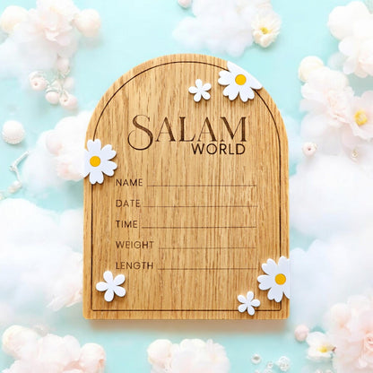 Salam World baby Announcement, Salam Baby Sign, Muslim Baby Gift, Salam World Baby Sign, Baby Shower Gift, Birth Announcement Plaque