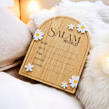 Salam World baby Announcement, Salam Baby Sign, Muslim Baby Gift, Salam World Baby Sign, Baby Shower Gift, Birth Announcement Plaque